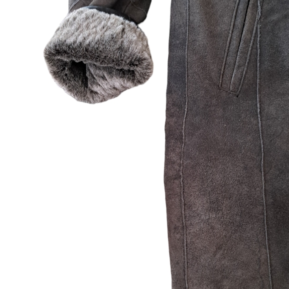 COMSTOCK & CO. HOODED WOMEN'S SIZE 2 LEATHER LONG SLEEVE LONG COAT! - Picture 5 of 7